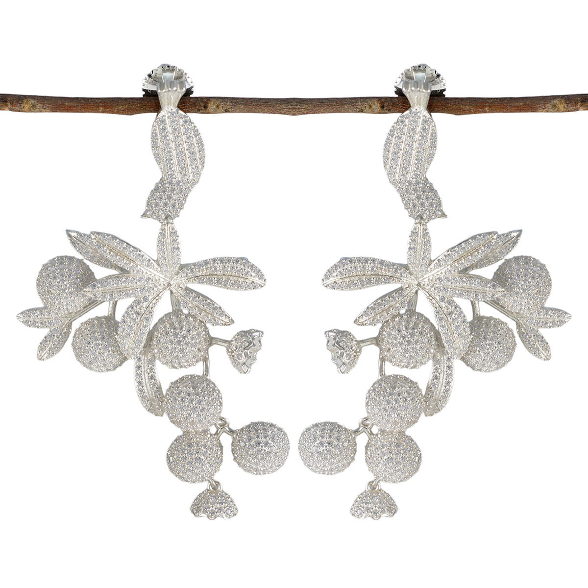 Lakshmi White Statement Earrings for Elegant Style Cubic Zirconia White Stud