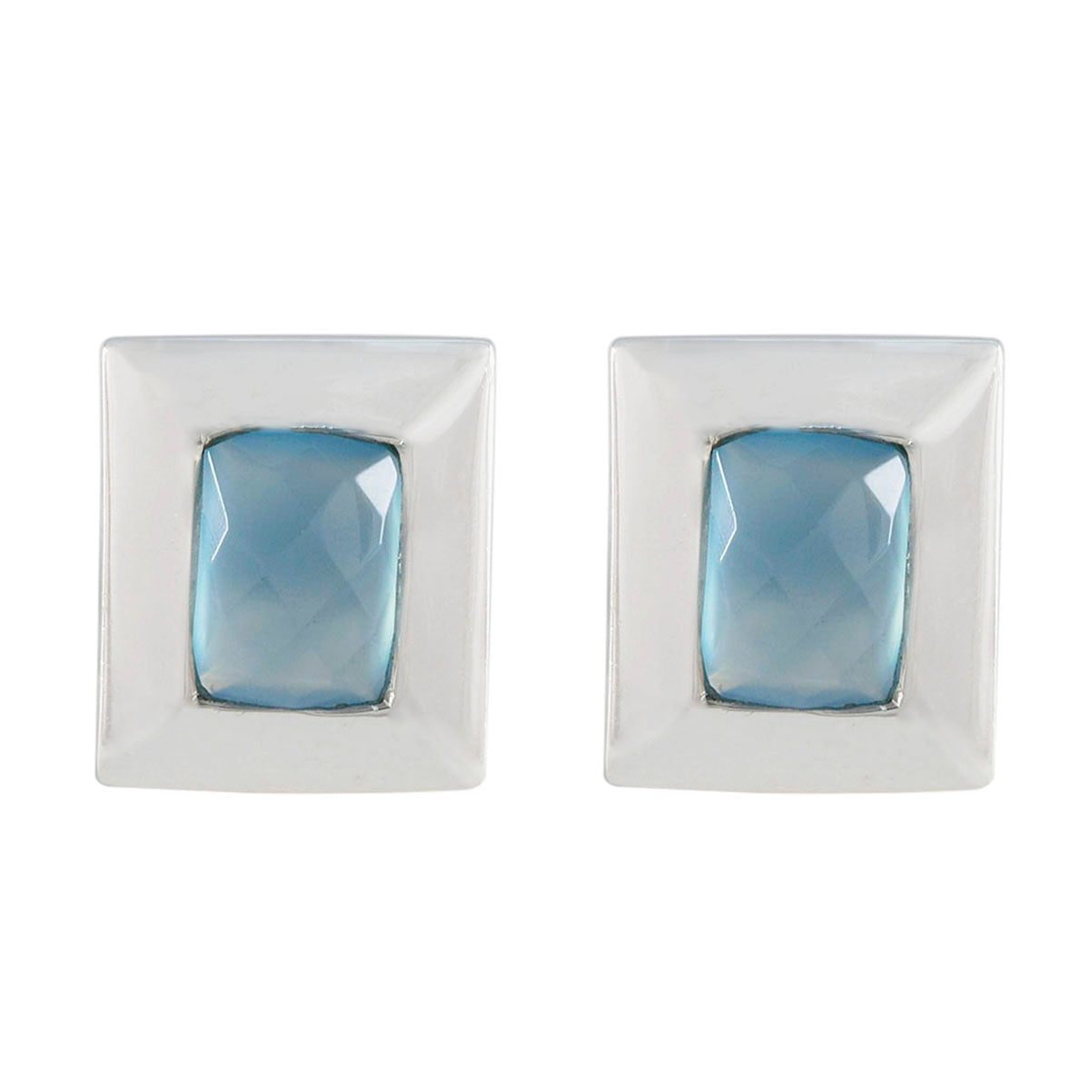 Laura Blue Solitaire Earrings for Everyday Elegance Blue Chalcedony Blue Stud