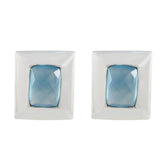 Laura Blue Solitaire Earrings for Everyday Elegance Blue Chalcedony Blue Stud