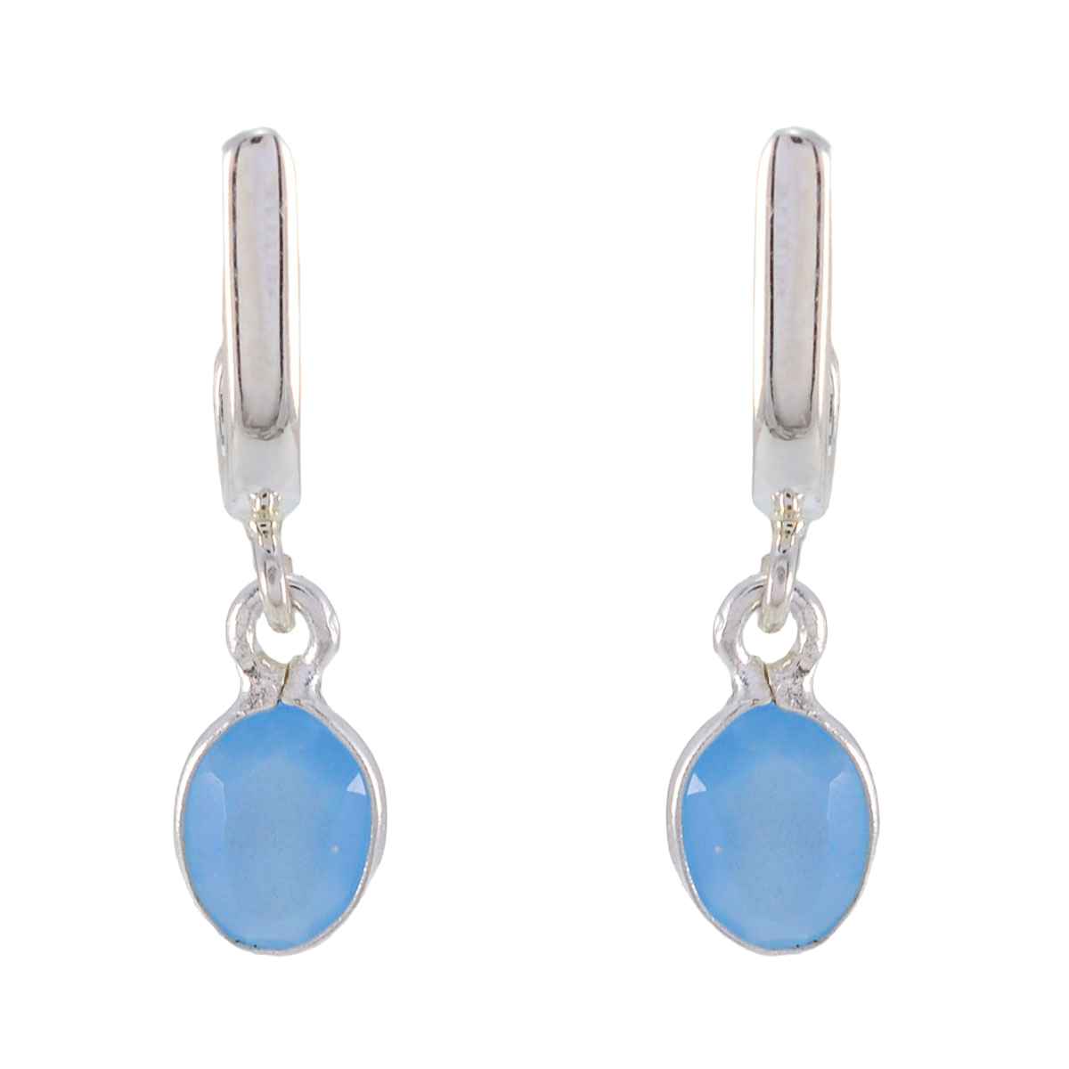 Laura Blue Stud Earrings - Chic Gemstone Jewelry Blue Chalcedony Blue Stud