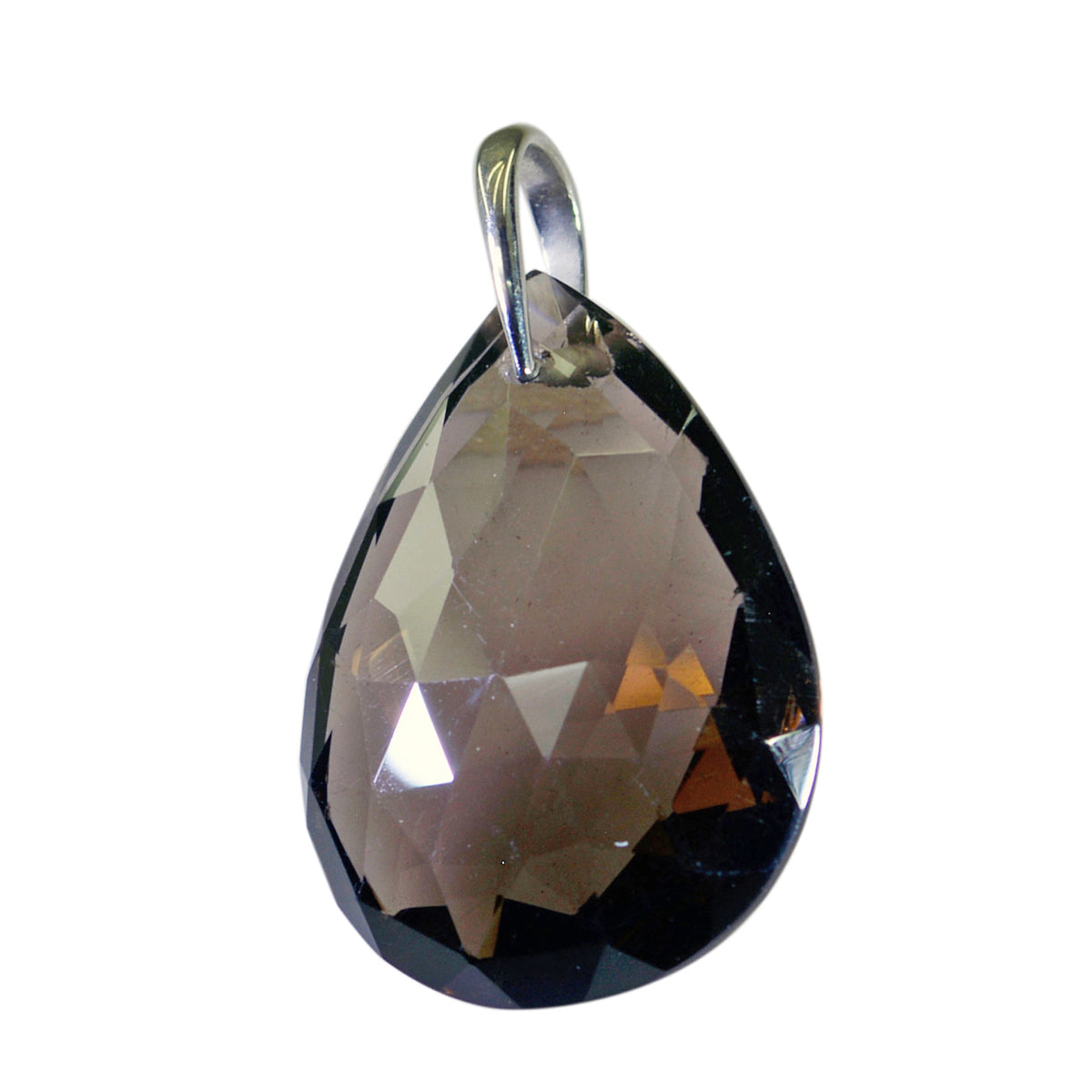Laura Brown Teardrop Pendant - Elegant Faceted Gemstone Smoky Quartz Brown Brown