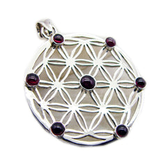 Laura Statement Jewelry Flower of Life Pendant Garnet Red Red