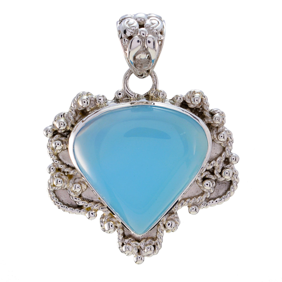 Layla Gemstone Pendant in Stunning Silver Design Blue Chalcedony Blue Blue