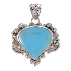 Layla Gemstone Pendant in Stunning Silver Design Blue Chalcedony Blue Blue