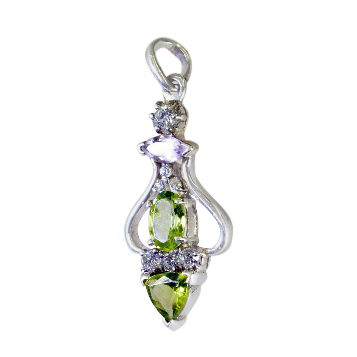 Layla Green Featherlight Pendant with Gemstone Accents Peridot Green Green