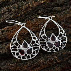 Layla Red Gemstone Earrings in Elegant Silver Design