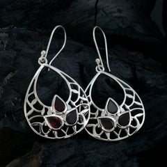 Layla Red Gemstone Earrings in Elegant Silver Design