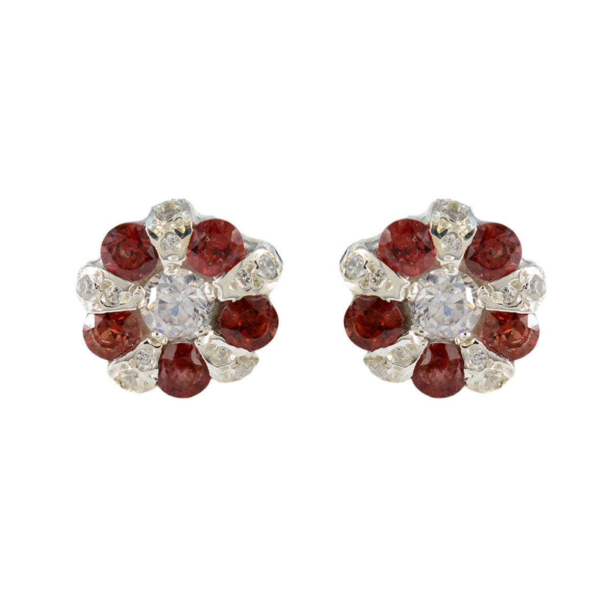 Lea Red Stud Earrings for Fashionable Elegance Garnet Red Stud