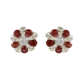 Lea Red Stud Earrings for Fashionable Elegance Garnet Red Stud