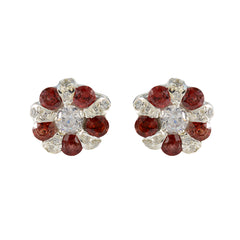 Lea Red Stud Earrings for Fashionable Elegance Garnet Red Stud