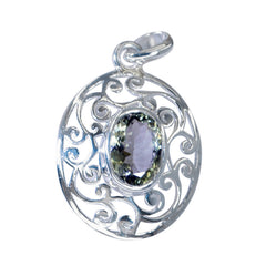 Emilia Light Green Art Deco Pendant in Silver Design Green Amethyst Light Green Light Green