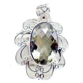 Victoria Light Green Chunky Pendant in Silver Setting Green Amethyst Light Green Light Green