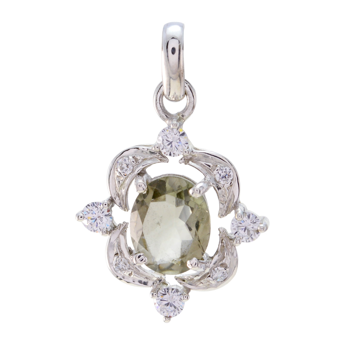 Agustina Light Green Gemstone Pendant with Sparkling Accents Green Amethyst Light Green Light Green