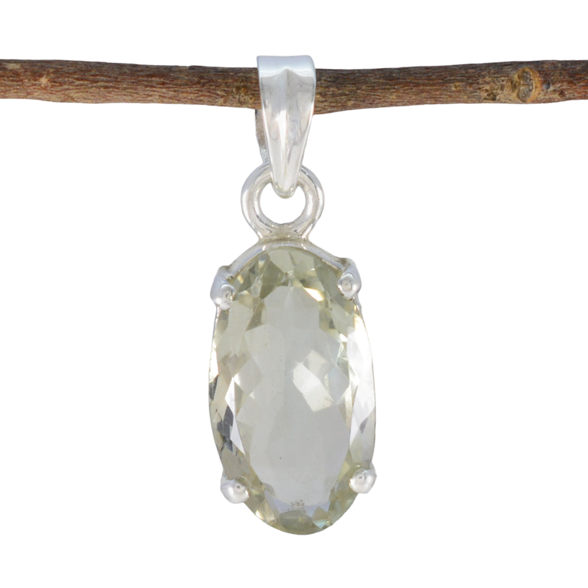 Gabriela Light Green Pendant Necklace for Everyday Wear Green Amethyst Light Green Light Green