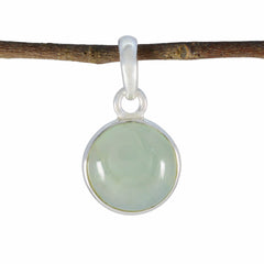 Aisha Light Green Pendant Necklace with Silver Setting Prehnite Light Green Light Green