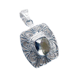 Charlotte Light Green Pendant Necklace with Silver Design