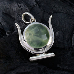 Leah Light Green Signet Pendant in Silver Frame