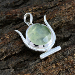 Leah Light Green Signet Pendant in Silver Frame
