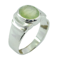 Dewi Light Green Solitaire Ring in Elegant Design Prehnite Green