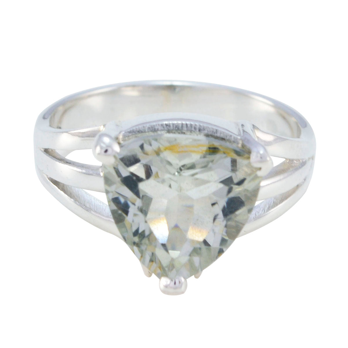 Zoe Light Green Solitaire Ring - Elegant Gemstone Design Green Amethyst Green