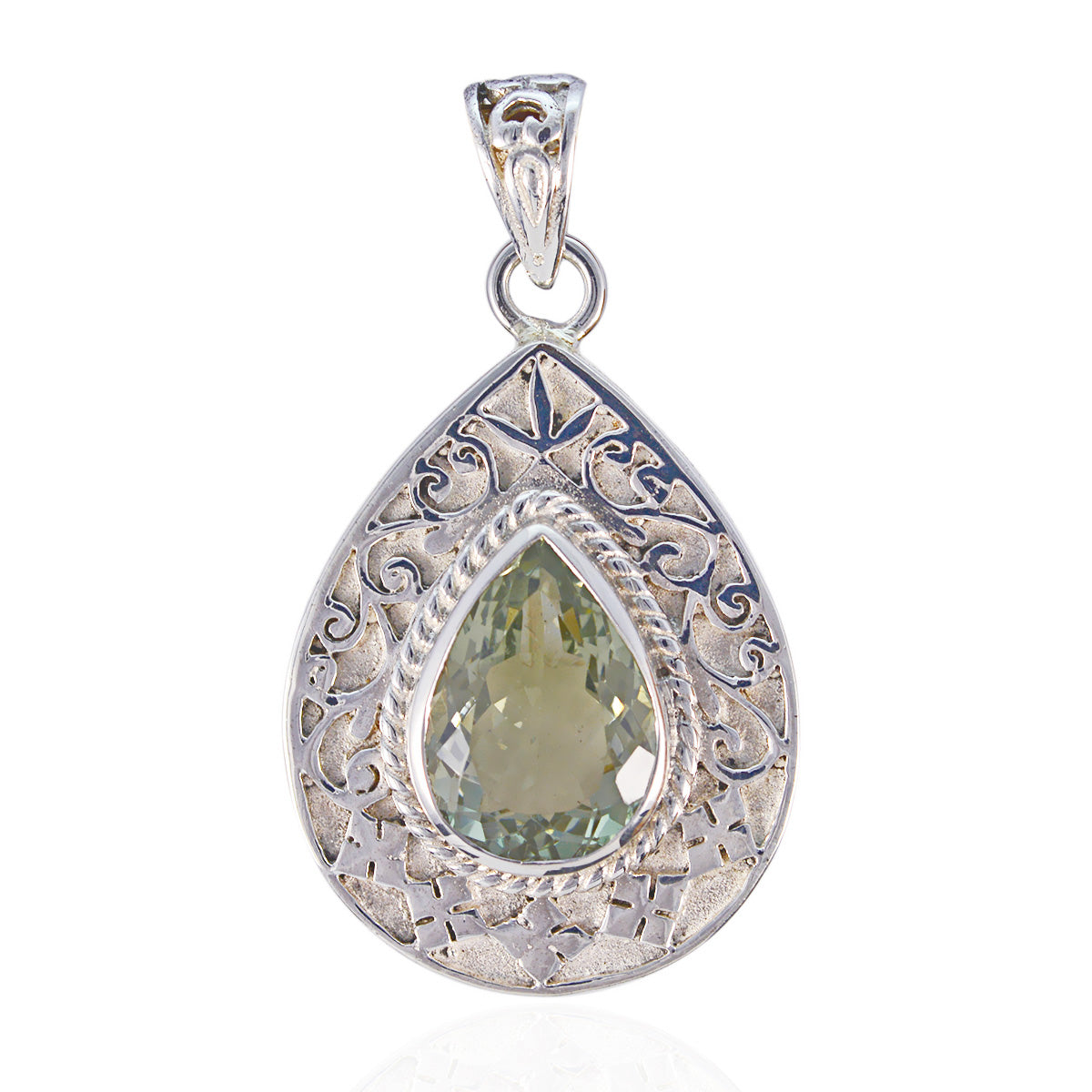 Daniela Light Green Statement Pendant in Sterling Silver Green Amethyst Light Green Light Green