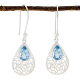 Ivy Lightweight Drop Earrings with Gemstone Charm Blue topaz Blue Dangle