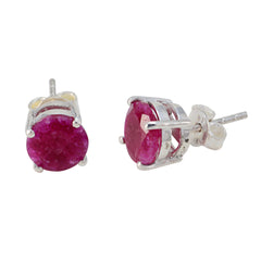 Lili Red Solitaire Stud Earrings for Everyday Glam