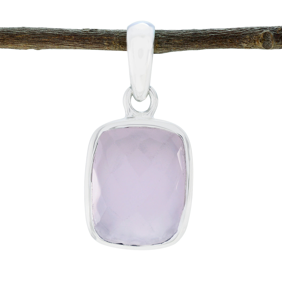 Lily Pink Pendant Jewelry - Elegant Silver Gemstone Pendant Rose Quartz Pink Pink