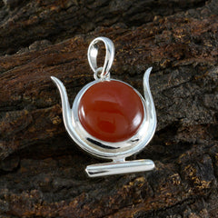Lily Red Bubble Pendant - Stylish Silver Gemstone Pendant