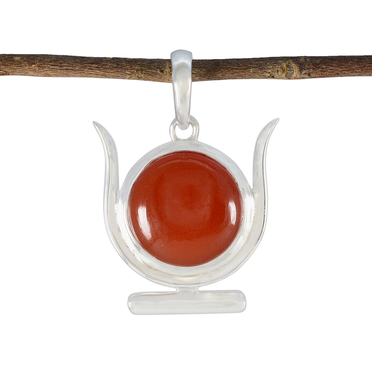 Lily Red Bubble Pendant - Stylish Silver Gemstone Pendant Red Onyx Red Red