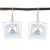 Lorena Blue Solitaire Earrings - Elegant Gemstone Jewelry Blue Topaz Blue Dangle