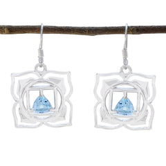 Lorena Blue Solitaire Earrings - Elegant Gemstone Jewelry Blue Topaz Blue Dangle