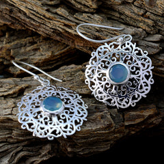 Lucia Blue Solitaire Earrings - Elegant Silver Design