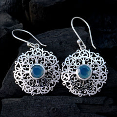 Lucia Blue Solitaire Earrings - Elegant Silver Design