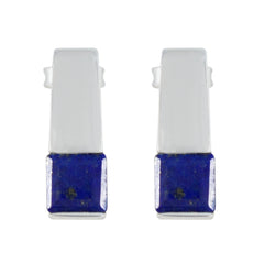 Lucia Blue Solitaire Stud Earrings for Everyday Glam Lapis Lazuli Blue Stud