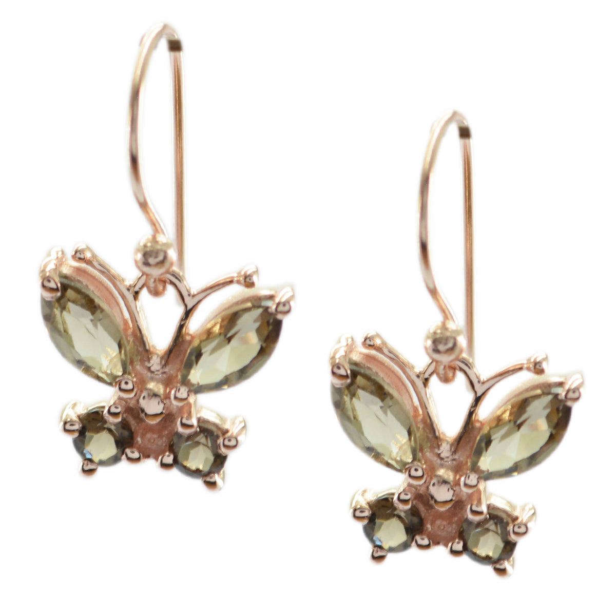 Lucia Brown Dangle Earrings - Stunning Butterfly Design Smoky Quartz Brown Dangle