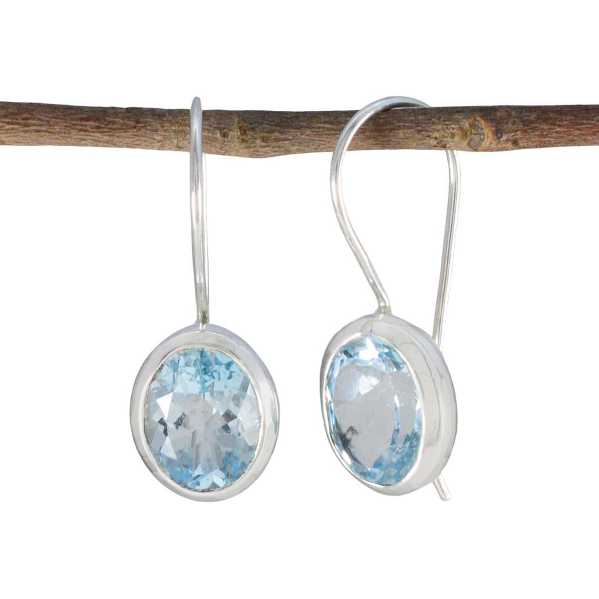 Lucia Delicate Earrings with Sparkling Gemstones Blue Topaz Blue Dangle