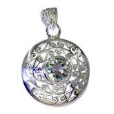 Lucia Green Statement Pendant in Intricate Silver Design Green Amethyst Light Green Light Green