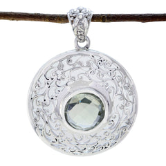 Lucia Green Statement Pendant in Intricate Silver Design