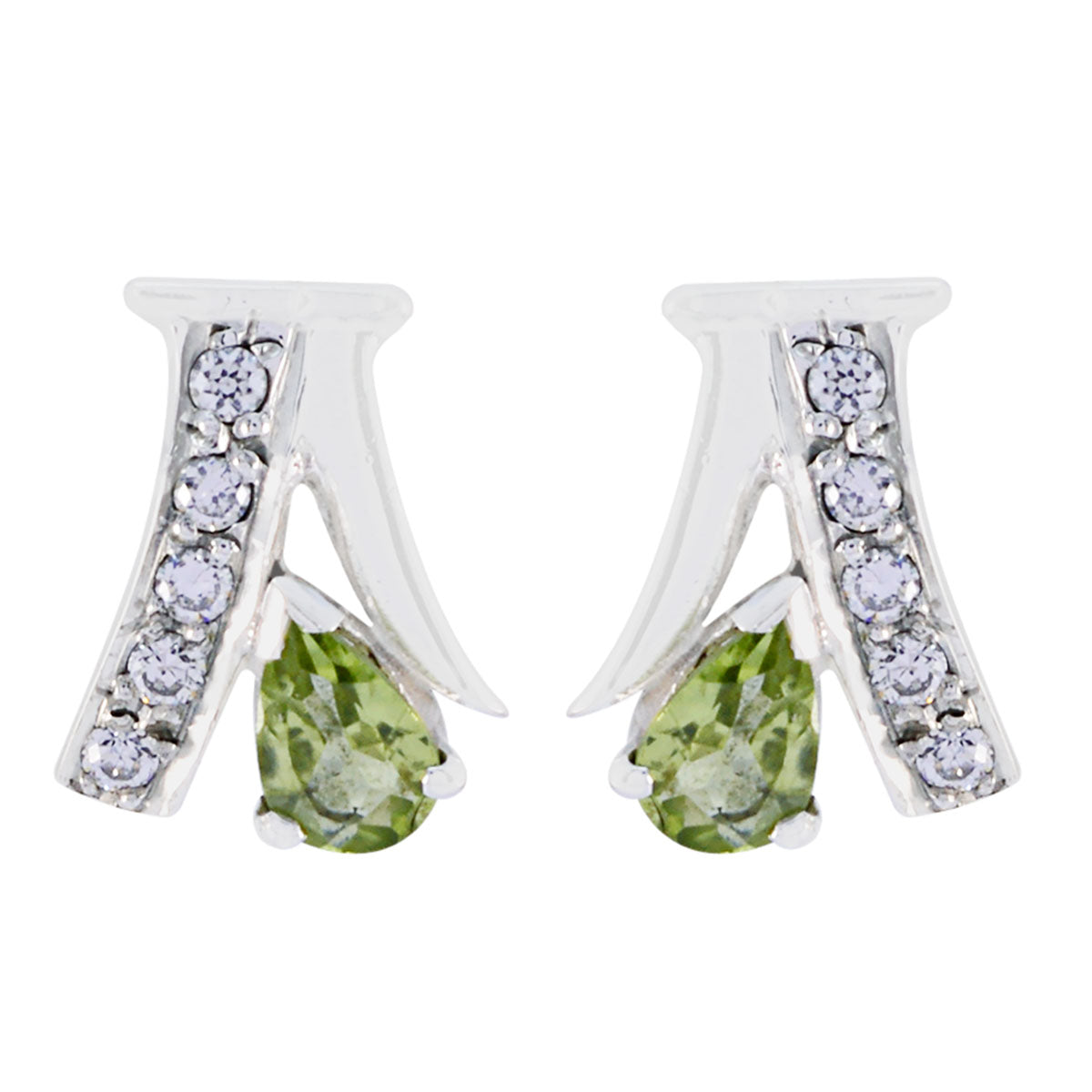 Lucia Green Stud Earrings for Glamorous Style Peridot Green Stud