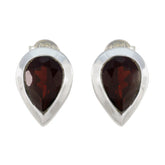 Lucia Red Solitaire Earrings for Everyday Glam Garnet Red Stud