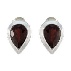 Lucia Red Solitaire Earrings for Everyday Glam Garnet Red Stud
