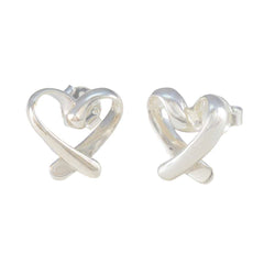 Lucia Silver Stud Earrings in Heart Design