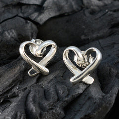 Lucia Silver Stud Earrings in Heart Design