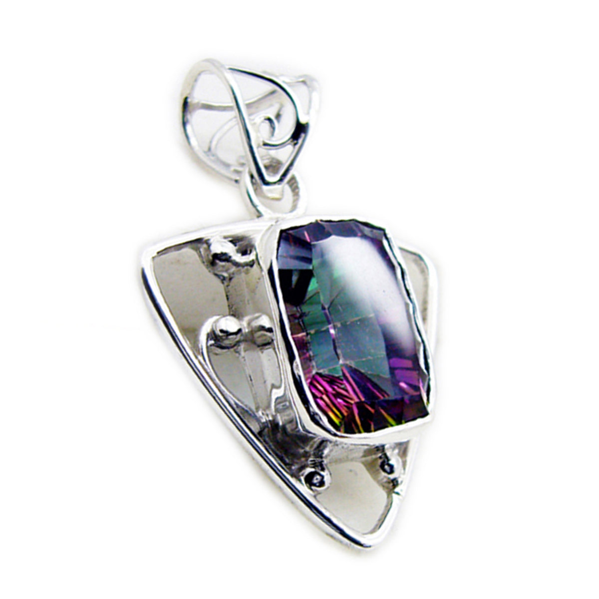 Lucia Statement Necklace with Vibrant Gemstone Pendant Mystic Quartz multicolor Multicolor