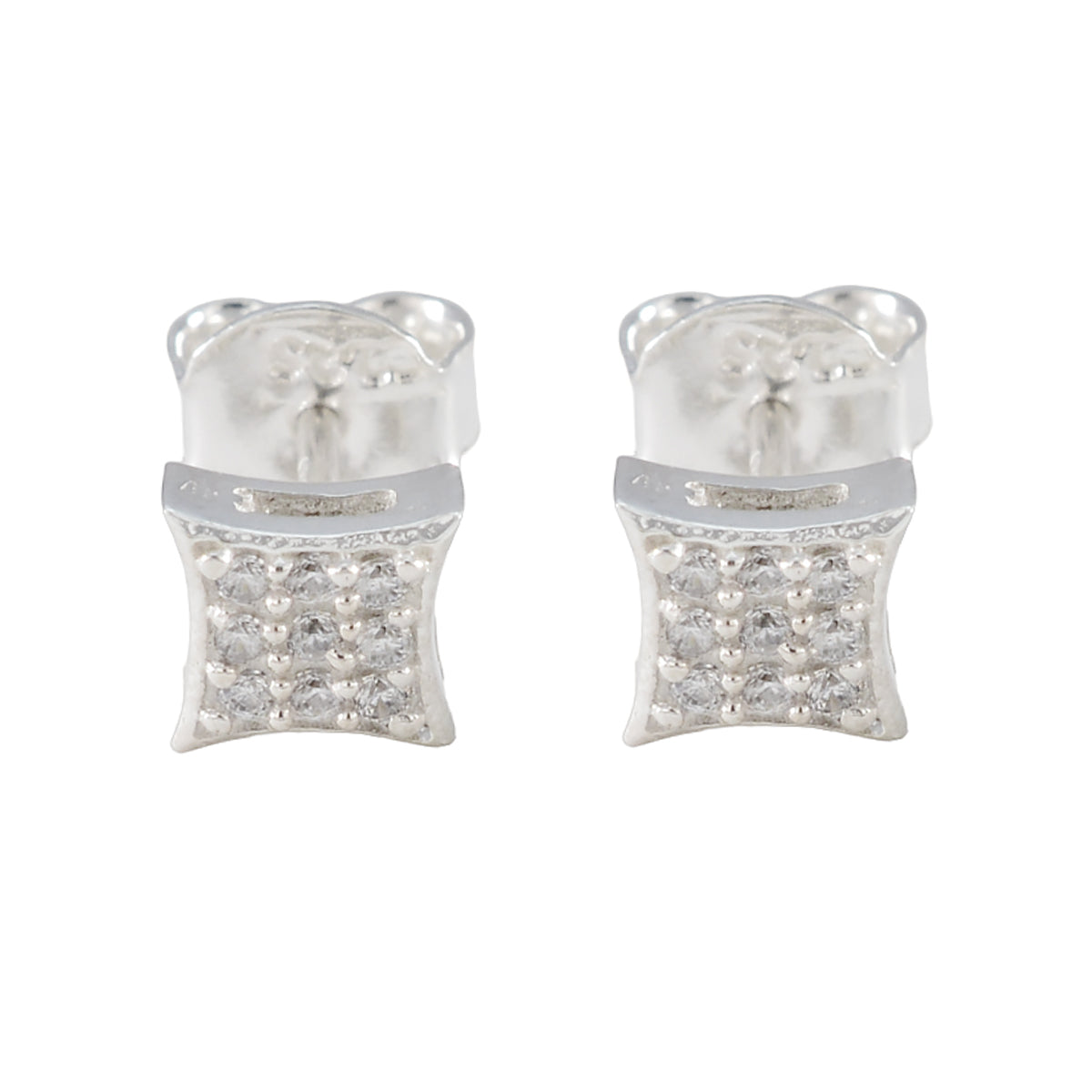 Lucia White Stud Earrings for Everyday Glam Cubic Zirconia White Stud