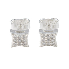 Lucia White Stud Earrings for Everyday Glam Cubic Zirconia White Stud