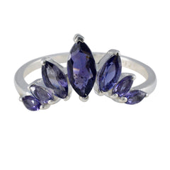 Jiwoo silver ring with marquise and pear blue stones arranged like a tiara blue gemstone crown ring elegant