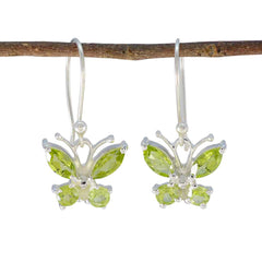 Luna Green Dangle Earrings with Butterfly Design Peridot Green Dangle
