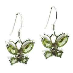 Luna Green Dangle Earrings with Butterfly Design